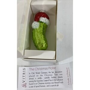 Vitbis 4" Glass German Christmas Pickle Ornament Made In Poland‎ new in box